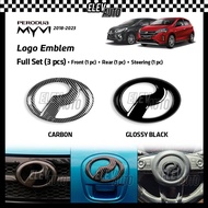 Perodua Myvi G3 Facelift 2018 - 2023 3D Logo Emblem Trim Carbon Fiber Gear Up Gearup Accessories 201