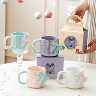 [HY-1355-1] TBM 450mL Ribbon Bow Ceramic Mugs