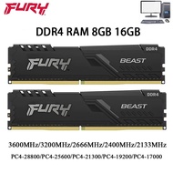 Memoria RAM DDR4 8GB 16GB 3600 3733 2400 2666หน่วยความจำ3200MHz 288พิน DIMM 1.2V PC4-19200 21300 25600 28800แรมเดสก์ท็อปสำหรับเล่นเกม