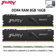 Memoria RAM DDR4 8GB 16GB 3600 3733 2400 2666หน่วยความจำ3200MHz 288พิน DIMM 1.2V PC4-19200 21300 256