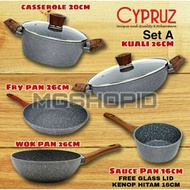 Marble Crock Pot Full Set Casserore Crock Fry pan Wok pan Sauce pan