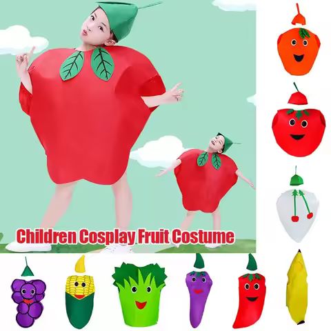 Kids Fruit Costume Outfit Novelty Fruit Veggie Performance Stage Cosplay Costume Vegetable Clothes S