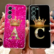 For OPPO A5 CPH2727 Fashion Crown Initial Letter Couple Phone Case Oppo A5 5G CPH2735 Soft Silicone 