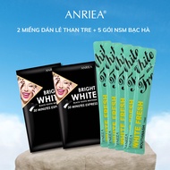 Combo of 2 bamboo charcoal stickers + 5 packs of ANRIEA mint mouthwash