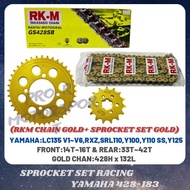 Sprocket Set Racing Gold 428 Chain RKM Yamaha LC135 Y125Z RXZ Y110 Y100 (Sekali Rantai RKM)