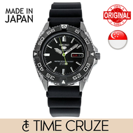 [Time Cruze] Seiko 5 Sports SNZB23J2 Japan Made Automatic Black Dial Black Silicone Strap Men Watch SNZB23J