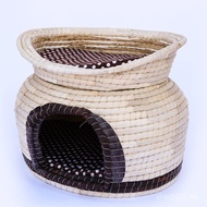 Breathable Cat Double Rattan Woven Cat Litter Pet Litter Kennel Closed Half Litter Cage Cat Rattan n