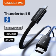 CABLETIME Thunderbolt 5 Cable 4K 540Hz 120Gbps 240W Intel Certified Compatible for Thunderbolt 5/4/3