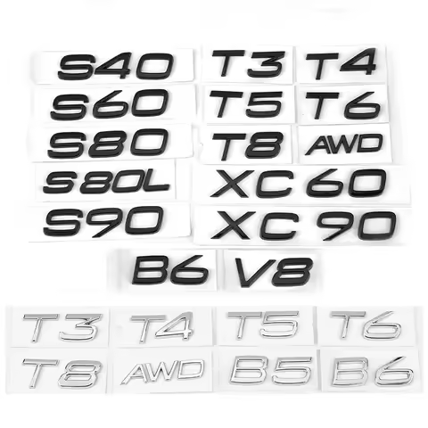 3D Car Sticker XC90 AWD D2 D3 D4 D5 D6 D7 T8 V8 Displacement Emblem Rear Badge Decal For Volvo V40 V