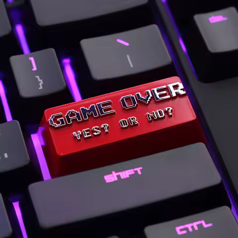 Mechanical Keyboard Artisan Keycap GAME OVER Theme Enter Key Zinc Aluminum Alloy Metal for MX Axis A