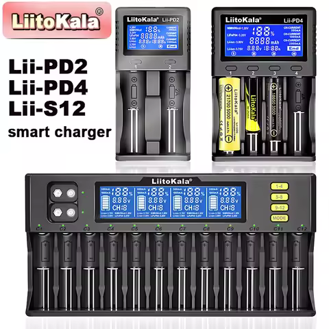 Liitokala Lii-PD4 Lii-PD2 Lii-S12 18650 Battery Charger for 1.2V 3.7V NiMH 26650 21700 18350 18500 1