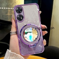 Oppo A18 A38 A58 A78 4G 5G A58X Case Magnetic mirror Holder Shockproof TPU Electroplated Glitter Pho