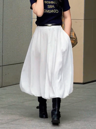 MANMI | Elegant Slimming Minimalist White Bloom Skirt