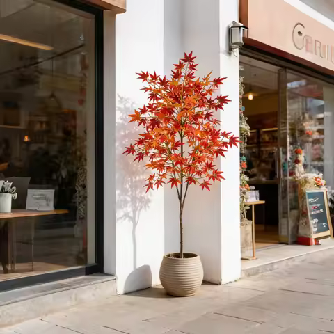 70cm-140cm Large Artificial Maple Tree Fake Japanese Maple Plants Tall Faux Plastic Red Maple Tree B
