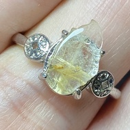 (Real Unit) Golden Rutilated Quartz Adjustable Ring (11.8x6.9mm+-) 金发晶 戒指 可调 Cincin Batu Kuartz Gold (S/n:UN2)