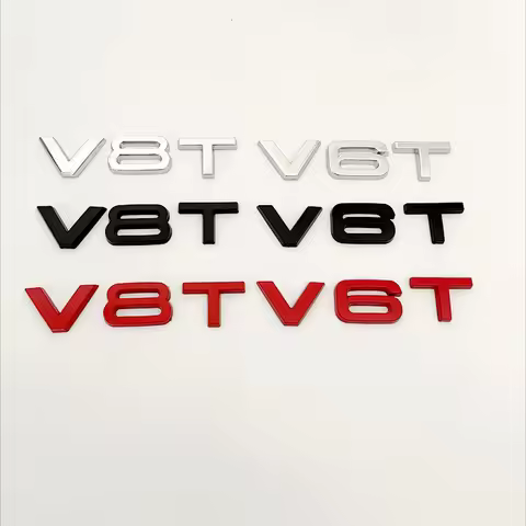 3D Metal V6T V8T Side Fender Emblem Tail Trunk Logo Badge Sticker Car Styling For Audi A3 A4 A5 A6 A