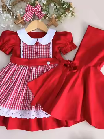 0-12Y Baby Girl Little Riding Hood Vintage Princess Red Dress for Holiday Birthday Photography Chris