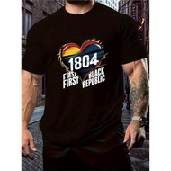 QZX Haiti Independence Day 1804 First Black Republic Commemorative T-Shirt - Cotton Retro Unisex Cre
