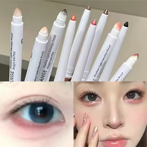 Double-ended Ultra-fine Gel Eyeliner Pencil Pink Brown Under Highlighter Pen Waterproof Matte Aegyos