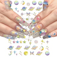 5D Engraved Galaxy Stickers for Nails Gradient Colorful Space Planet Butterfly Design Decals Macaron