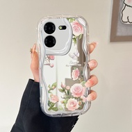 Tecno Pova 5 Pro 5G Hp Casing Softcase JZ Mirror Flower 5172 Cream Texture Wavy Edge Sofcase Soft Ke