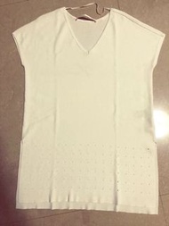 (二手九成新）百貨專櫃品牌 giordano ladies 純白短袖長版上衣