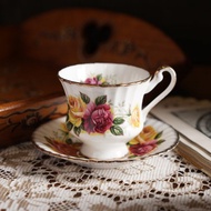 1957英國Paragon雙色玫瑰手工噴金細骨瓷古董茶杯/咖啡杯/派拉岡