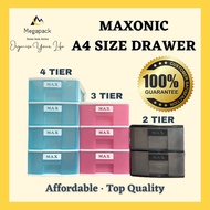 Maxonic 2/3 Tier Multi-purpose A4 Size Plastic Storage Drawer Organizer/ Office Documents / Stationery Drawer Cabinet