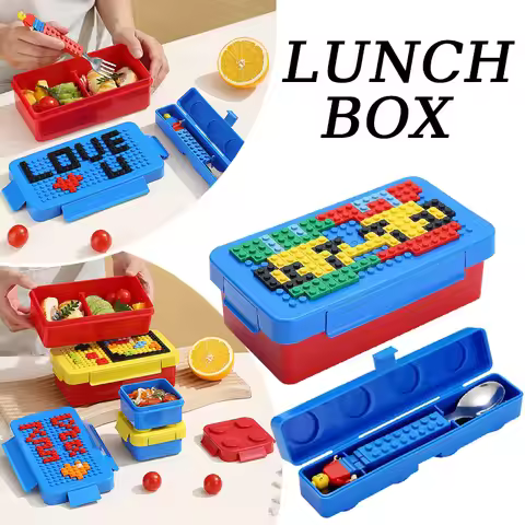 Building Block Lunch Box Color Building Blocks Splicing Sealed Lunch Box Fruit Salad Bento Box Food 