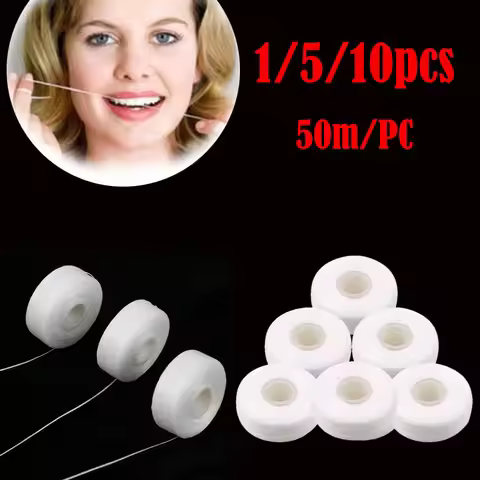 50M/PC New Dental Floss High Quality Pick Dental Flosser Built-In Spool Flat Wire Dental Floss Mint 