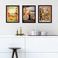 30X40CM ART PRINTS WITH FRAMES (VINTAGE TRAVEL ADS A) SET OF 3 Wall Decoration Poster