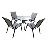 BigHot (1/2) SUMMER SET ชุดโต๊ะสนาม 4 ที่นั่ง รุ่น MEIKA โต๊ะ:90x90x70 ซม. เก้าอี้: 54x70x90 ซม. สีด