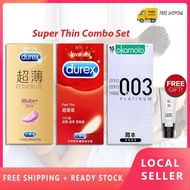 Kondom Super Thin Durex Condom For Men (10s Okamoto Platinum 003 + 12s Durex Feel Thin + 12s Fetherl