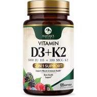 D3 K2 Vitamin 5000 IU |   2--1 Vitamin D 5000iu & Mk7 Vitamin K 100 mcg & Imun, Botol di Syarikat, D