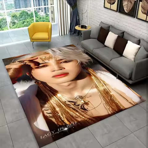 Kpop B-BTS JIMIN Star Carpet Rug for Playroom Bedroom Living Room Sofa Home Decor,kid Area Rug Non-s