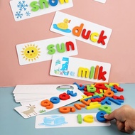 Wooden English Phonics Learning Toys, Alphabet Puzzle Blocks for Kids Ages 3-6, Educational Preschoo