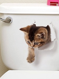 1入組可愛貓貼紙適用於冰箱,窗戶,臥室,客廳,浴室,廁所,可拆卸牆貼