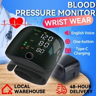 LED Screen Wrist Blood Pressure digital Monitor English Voice Broadcast Rechargeable Blood Pressure 