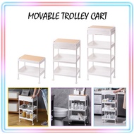 White Movable Shelf Drawer Trolley Cart Rack with wheels Storage Box Space Savers