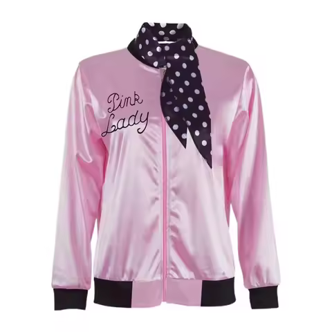 Pink Lady Jacket Grease 50s Cosplay Costume For Women 1950s Vintage Party Outfits Accessories Coat A