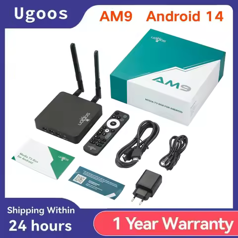 Ugoos AM9 Smart TV Box 4GB 64GB Android 14 Amlogic S905X5 Wifi BT5.2 1000M 4K HDR Set Top Box Media 