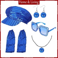AOTO 60s 70s 80s Disco Accessories Women Fancy Dress Costume Disco Set Disco Earrings Sunglasses Seq