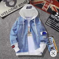 LOTTO MEN'S DENIM JEANS JACKET COMBINATION OF JEANS, CAP STYLE