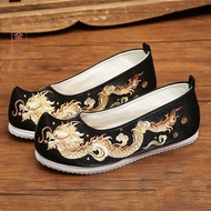 Men's Embroidered Shoes Old Beijing Cloth Shoes Men's Dragon Phoenix Wedding Shoes Black Hanfu Shoes