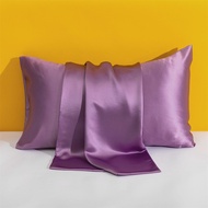 2Pcs Solid Silk Pillowcases Decorative Luxury Cushion Cover Envelope Style Hair Skin Protect Standar