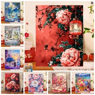 Sawg-stretched frame-32*40/40*50cm/50-60cm- Color by number painting COLORFUL LANDSCAPE frame, brush
