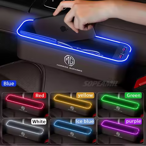 Car Seat Crevice Storage Box USB Charging Seat Gap Slot Mood lamp For MG ZS HS ES5 MG4 EV Electric S