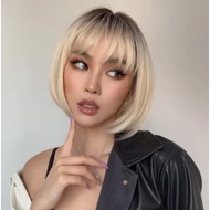 PUTIH Blonde Bob Wig Blonde Wig Korean Style Wig Blonde Wig Women's Wig White Wig Contemporary Wig B