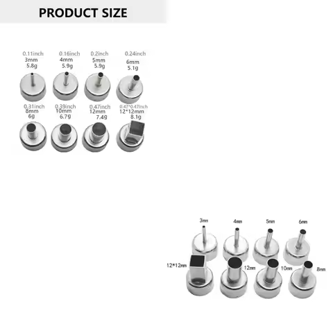 X9FA 8Pcs Welding Nozzle Tip Heat Guns Nozzle Sleeve Hot Air Guns Nozzle Replacement for 858/858D Ho
