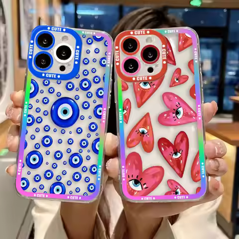 Lucky Eye Blue Evil Eye Print Clear Phone Case For OPPO RENO 15 15F 14 14F 13 13F 12 12F 11 11F 10 8